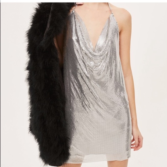 EXPRESS Y2K disco Studio 54 silver chainmail metal mesh halter party dre… - Picture 1 of 11
